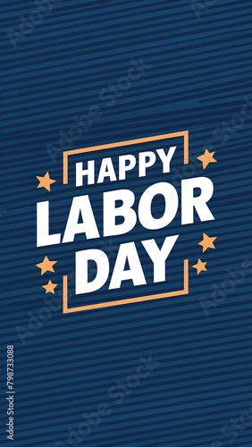 Happy Labor Day Vertical Banner: Optimized for Mobile Devices