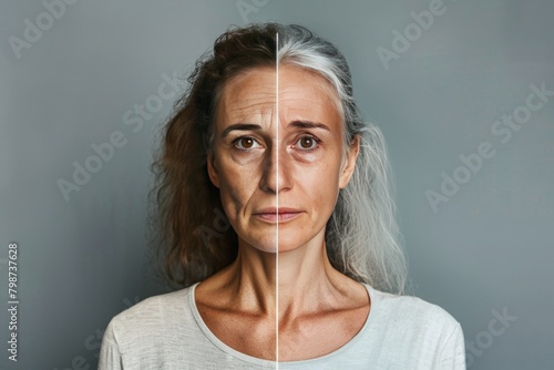 Skincare changes depicting improved skin health highlight vitality and healthy aging solutions, shown the exercise habits of women and depicted in the evolving science of skincare aging face.