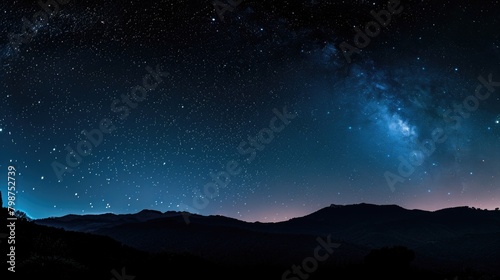 Night Sky Landscape. Stunning Starry Night Over Italian Mountains