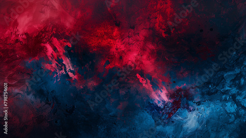 Cherry red and midnight blue, abstract background, styled for intense contrast and a dramatic ambiance