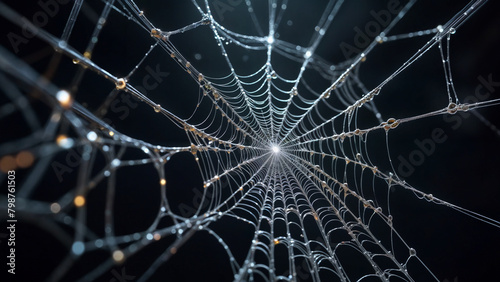 蜘蛛の巣のような輝く銀の糸 Generative AI
