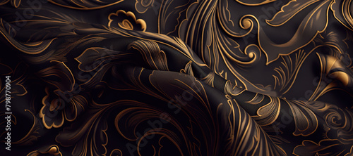 waves of gold floral pattern cloth, flower 38