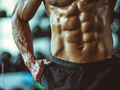 Close-up photo of a man's abs