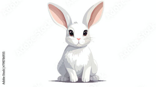 Cute lovely pretty white bunny rabbit or hare isola