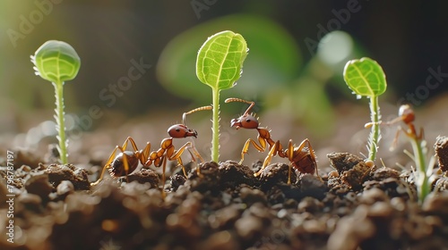 An animated gif of leafcutting ants strategically removing intruders from their path