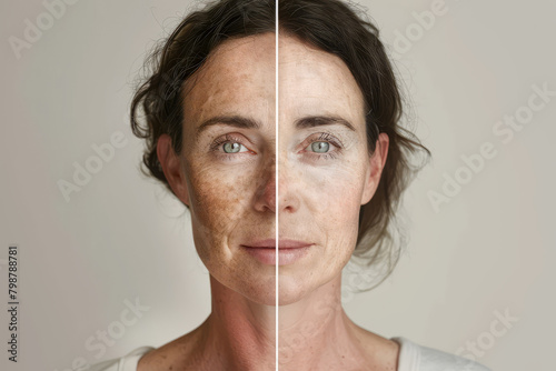 Comparative facial sun spot treatment