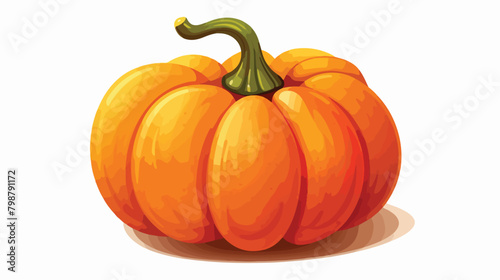 Autumn round-shaped pumpkin with peduncle. Fall ora