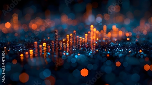 High-Resolution Stock Market Graph on Blue Bokeh Background: Ideal for Financial Design. Concept Stock Market Graph, High-Resolution, Financial Design, Blue Bokeh Background