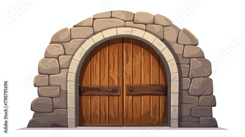 Basement door. Wooden doorway to cellar medieval du