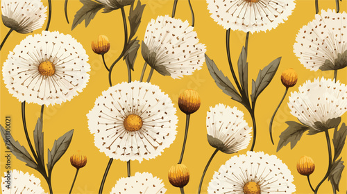 Beautiful floral seamless pattern with dandelion ye