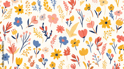 Doodle flowers pattern. Endless seamless background