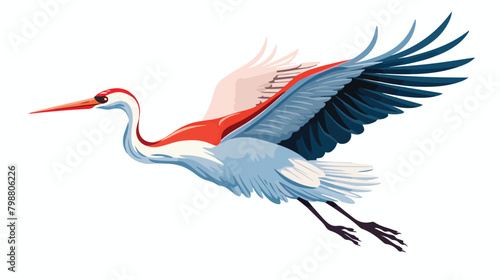Bird flying. Feathered crane heron in flight. Wild