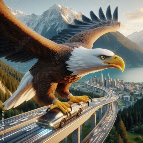Hyper-Realistic 3D Eagle Flight: 16K Ultra Photorealistic Rendering