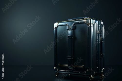 Travel Luggage on Dark Background. Sleek and Modern Design Premium Suitcase. 