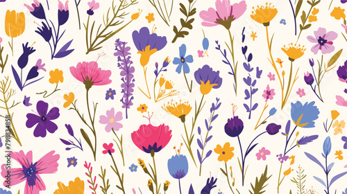 Elegant botanical seamless pattern with flowering h