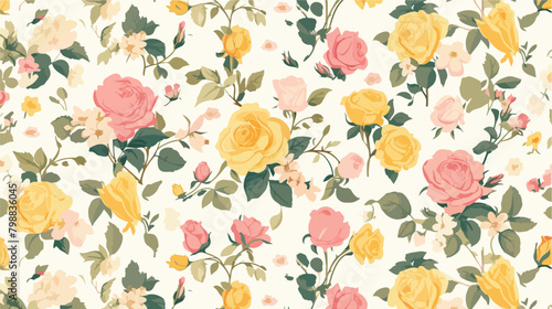 Elegant floral seamless pattern with beautiful rose