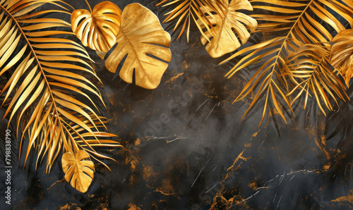 golden 3D leaves hanging down background wallpaper beautiful background