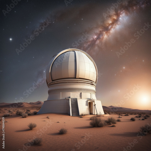 Obserwatorium astronomiczne na tle pięknego wieczornego nieba
