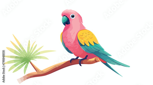 Cute Bourke sundown parrot. Exotic pink-bellied par