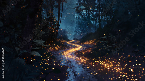 Glittering trails of light lead the way, guiding travelers on their journey through the unknown.