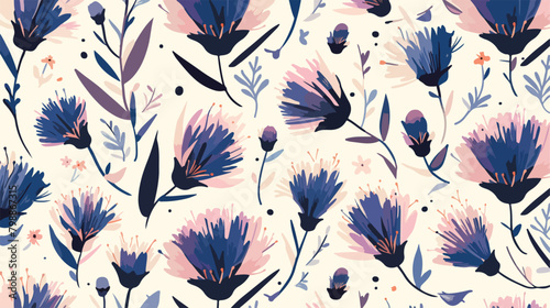 Gorgeous botanical seamless pattern with blooming p
