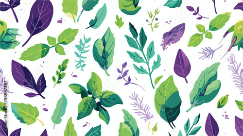 Gorgeous botanical seamless pattern with green and