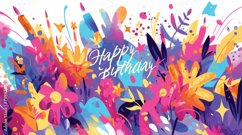 Greeting card template with Happy Birthday wish and