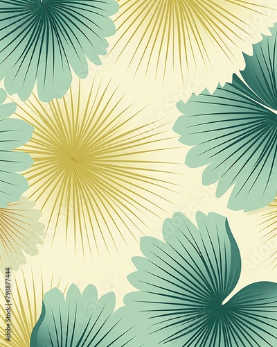 Palm impressions, circular array, repeating flat pattern, solid background , seamless pattern