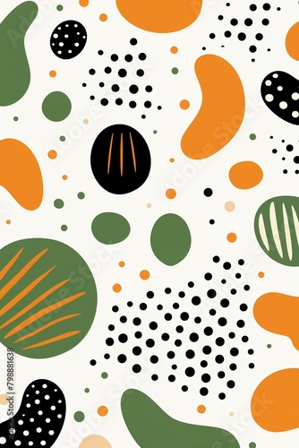 Organic dots and swirls, repeating design, flat simplicity, white backdrop , pattern vectors and illustration