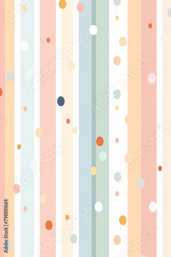 Pastel vertical stripes, simple dots, repeatable design, white background , high resolution
