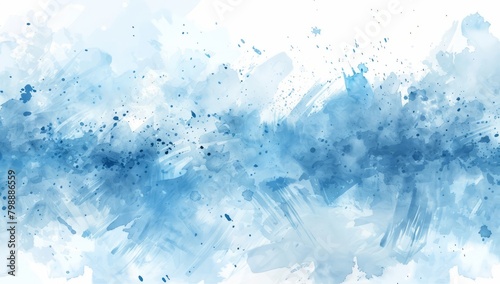 Abstract watercolor background with blue and white brush strokes