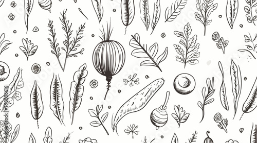 Creative seamless pattern with cultivated vegetable