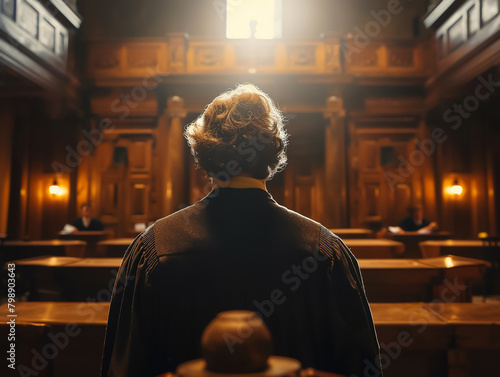 A lawyer in a courtroom