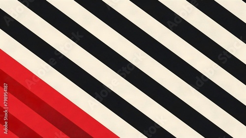 black and white stripes pattern and red color conner with alternately stripes design background