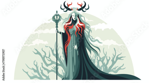 Hel goddess. Norse pagan woman deity of underworld