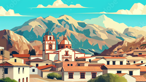 Old town of Cusco city and the Andes mountains, Peru, South Africa
