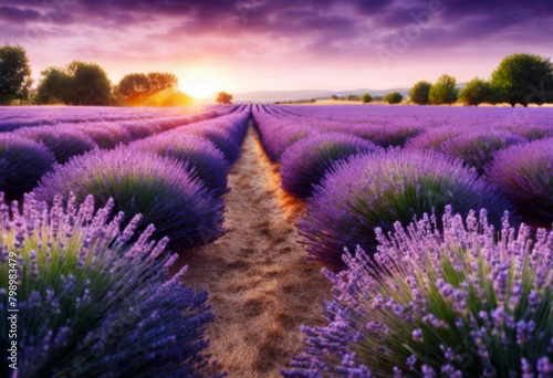 lavender field Stunning sunrise landscape