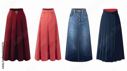 Jeans midi skirt with slit pockets. Modern women ga