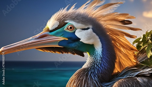 two pelicans on the beach.portrait of a blue bird.pelicans on the beach.portrait of a pelican