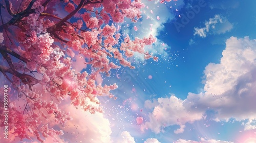 View of the sky beneath the cherry tree