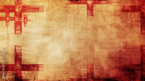 Abstract red and orange grunge texture with crosses on distressed patterns.