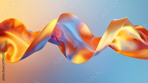 Flowing 3D ribbons, silky textures, sunset glow, oblique angle