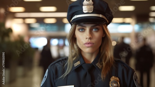 Portrait of policewoman standing outside police station