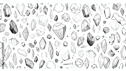 Monochrome seamless pattern with beautiful faceted