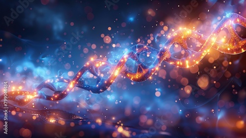 The image is of a glowing DNA strand. The title could be "The Secret of Life" or "The Blueprint of Life"
