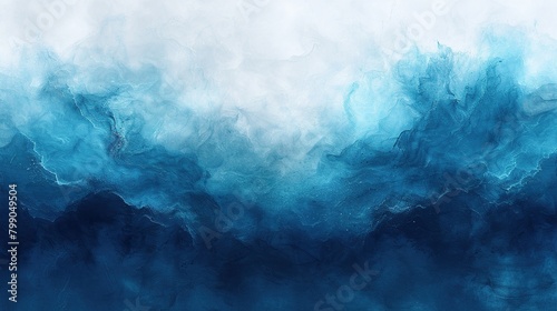 Abstract blue and white fluid painting.