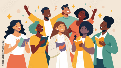 The passionate soulful melodies of a gospel choir carrying the weight of history honoring the struggles and victories of Juneteenth.. Vector illustration