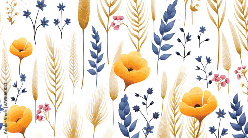 Natural seamless pattern with gorgeous blooming flo