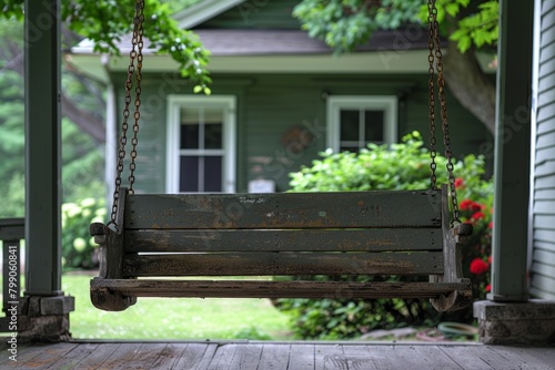 Restful rhythms felt in the gentle sway of a vintage porch swing on a lazy afternoon , high resolution