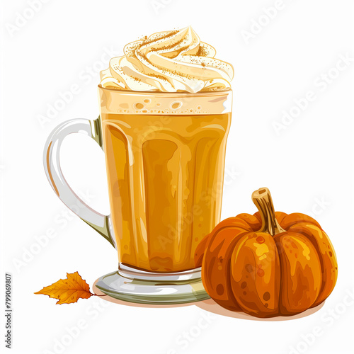 Pumpkin Latte clipart, isolated vector illustration